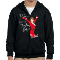 Mariah Carey Merry Christmas Baby White Youth Zipper Hoodie | Artistshot