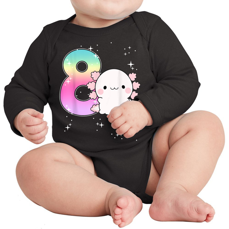 Axolotl Axolotl 8th Birthday Girl Salamander Kawaii Axolotl Eight Long Sleeve Baby Bodysuit by urethrapricey | Artistshot