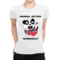 Panda Working Out Ladies Fitted T-shirt | Artistshot