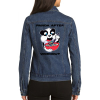 Panda Working Out Ladies Denim Jacket | Artistshot