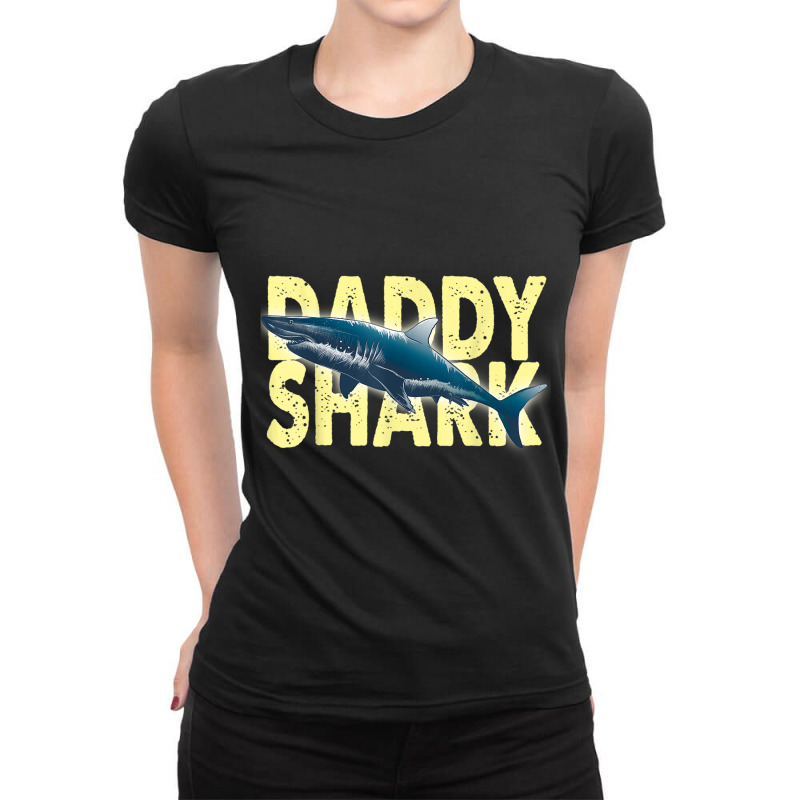 Shark Daddy Shark Hammerhead Megalodon Retro Vintage Ladies Fitted T-Shirt by criticizematter | Artistshot