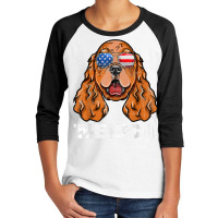 Cocker Spaniel Sunglasses American Usa Flag 4th Of July T Shirt Youth 3/4 Sleeve | Artistshot