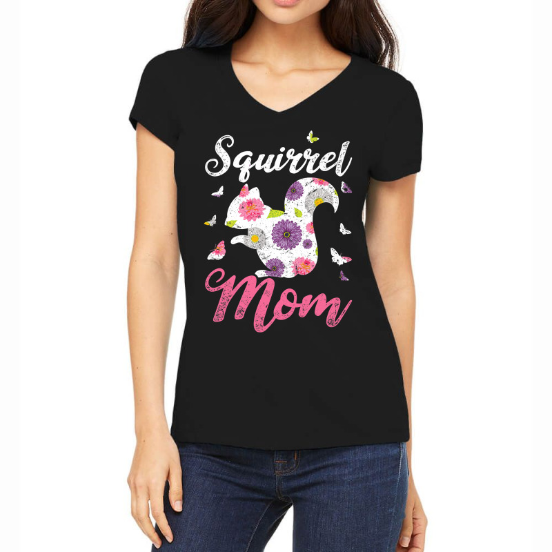 Funny Forest Animal Squirrel Mom Mothers Day Gift Squirrel Women's V-Neck T-Shirt by Binhthai9809 | Artistshot