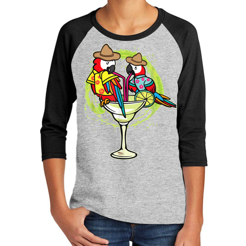 Parrots Drinking Margarita Hawaiian Birds T Shirt Youth 3/4 Sleeve by shoaibmolleda | Artistshot