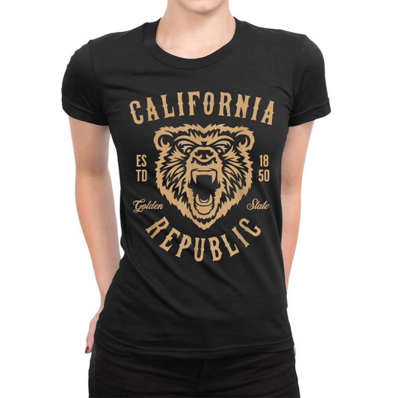 California Republic. Golden State California Grizzly Bear T Shirt Ladies Fitted T-Shirt by mikidicosmo | Artistshot