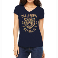 California Republic. Golden State California Grizzly Bear T Shirt Women's V-neck T-shirt | Artistshot