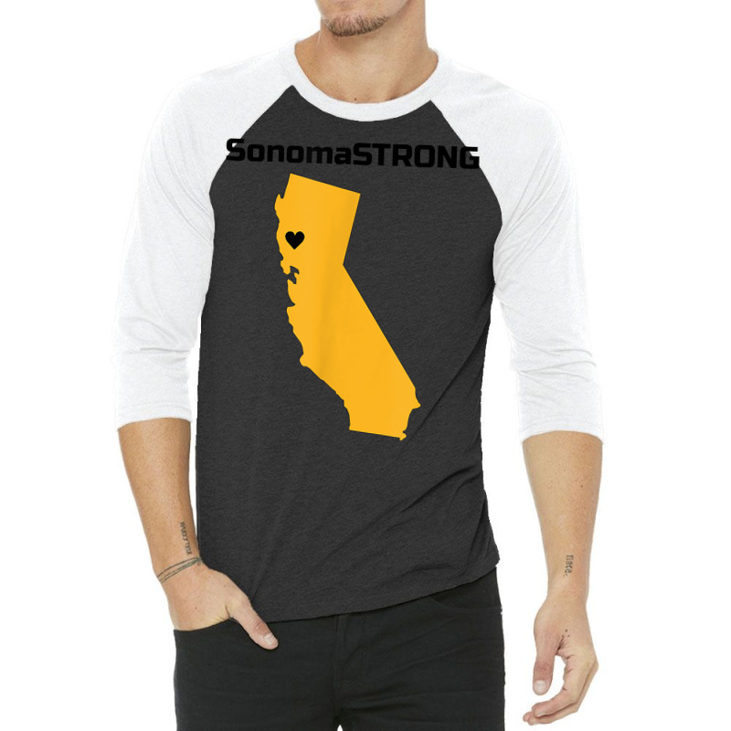 Support Sonoma Strong California State Heart Love T Shirt 3/4 Sleeve Shirt by rainandehay | Artistshot