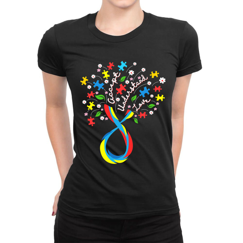 Accept Understand Love Flower Autism Awareness Day Ladies Fitted T-Shirt by mrlee | Artistshot