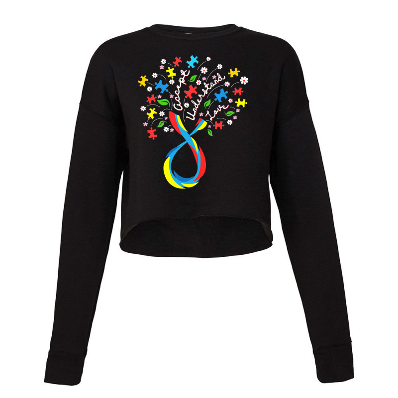 Accept Understand Love Flower Autism Awareness Day Cropped Sweater by mrlee | Artistshot