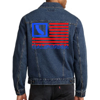 Patriotic California Republic Usa Flag Art Cali Local Map Tank Top Men Denim Jacket | Artistshot