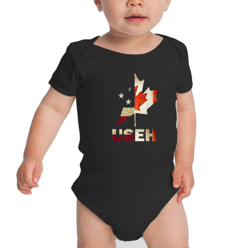 Useh Leaf Canadian American Flag Shirt Canada Usa Flag Gift Baby Bodysuit by michaelnaher | Artistshot