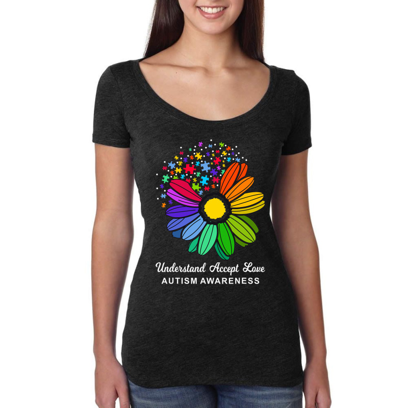 Autism Awareness Daisy Flower Accept Understand Love Women's Triblend Scoop T-shirt by mrlee | Artistshot