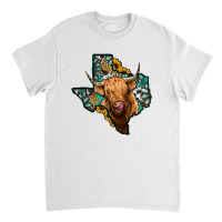 Texas Map Highland Cow Classic T-shirt | Artistshot