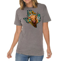 Texas Map Highland Cow Vintage T-shirt | Artistshot