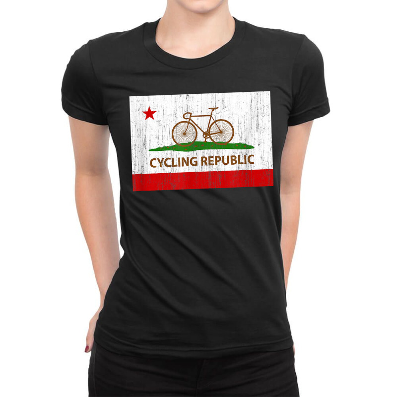 California Cycling Republic Flag   Bicycle Cycling Inspired T Shirt Ladies Fitted T-Shirt by webberoliveria | Artistshot