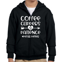 Coffee Clippers & Patience Hashtag Pet Groomer Funny Youth Zipper Hoodie | Artistshot