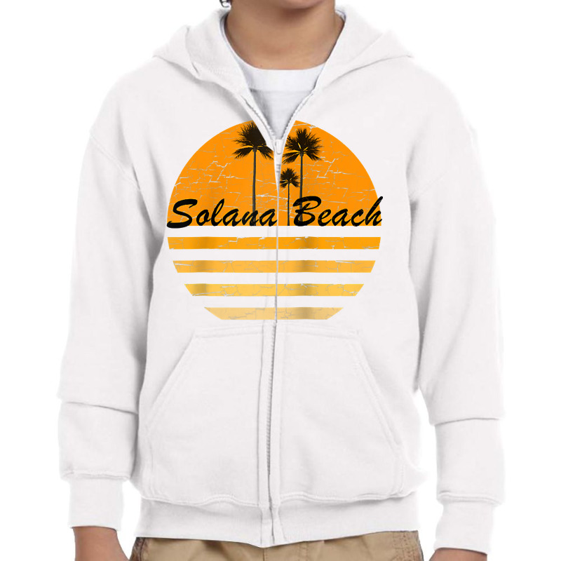 Solana Beach California Retro Tshirt 70's Throwback Surf Raglan Baseba Youth Zipper Hoodie by michealamifflin | Artistshot