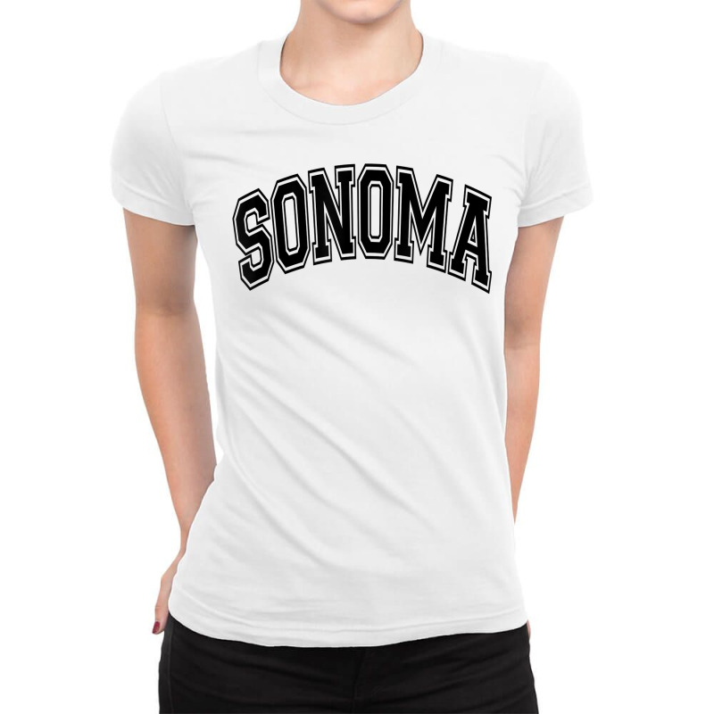 Sonoma California Varsity Style Text Gray With Black Print T Shirt Ladies Fitted T-Shirt by michealamifflin | Artistshot