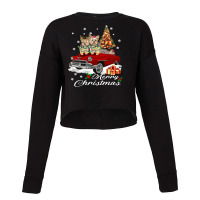 Dog Yorkshire Terrier On Red Truck Christmas Pajama Dogs 77 Paw Cropped Sweater | Artistshot