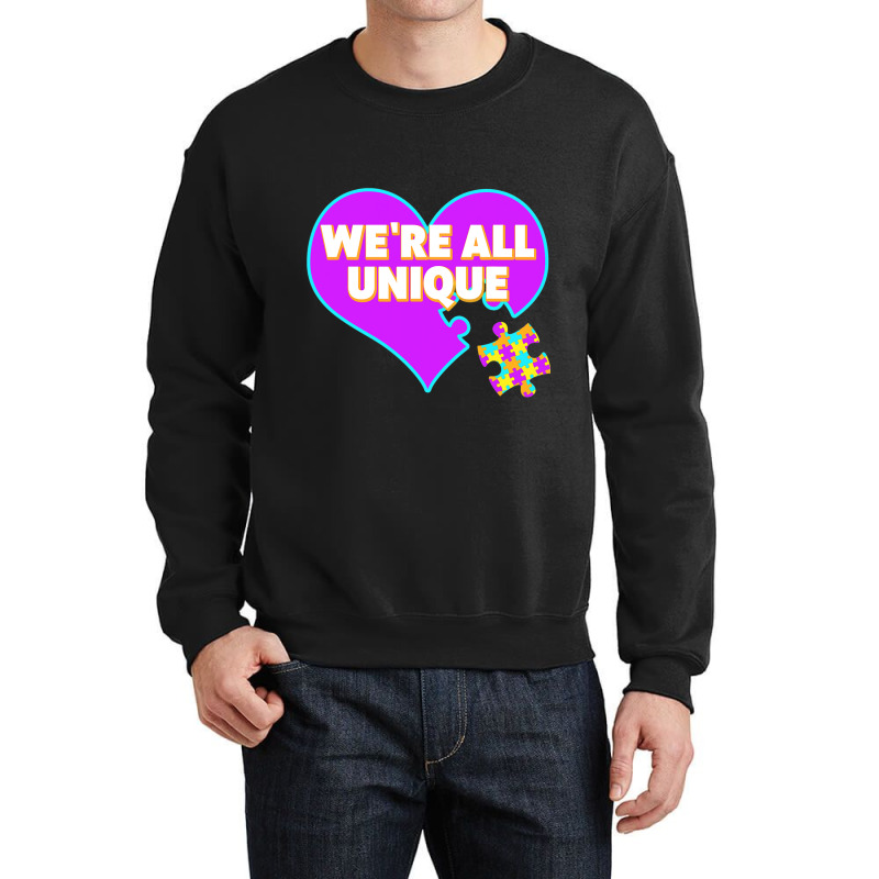 Autism We Are All Unique Autism Awareness Support Crewneck Sweatshirt by mrlee | Artistshot