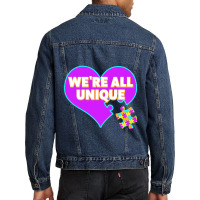 Autism We Are All Unique Autism Awareness Support Men Denim Jacket | Artistshot