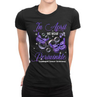 In April We Wear Periwinkle Butterfly Esophageal Cancer T Shirt Ladies Fitted T-shirt | Artistshot