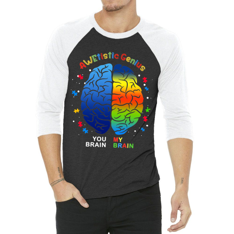 Awetistic Genius Support Autism Awareness Month 3/4 Sleeve Shirt by mrlee | Artistshot