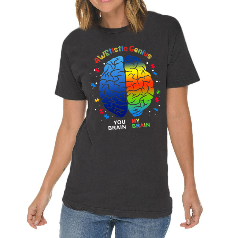 Awetistic Genius Support Autism Awareness Month Vintage T-Shirt by mrlee | Artistshot