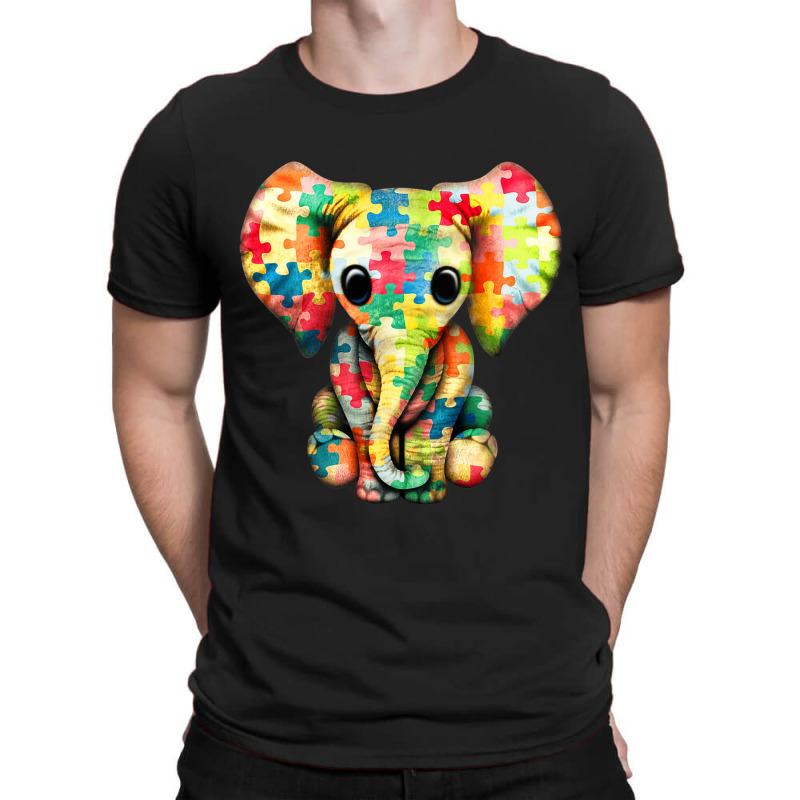 Baby Elephant Hippie Autism Awareness Puzzle Elephant T-Shirt by mrlee | Artistshot