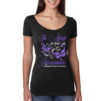 In April We Wear Periwinkle Butterfly Esophageal Cancer T Shirt Women's Triblend Scoop T-shirt | Artistshot