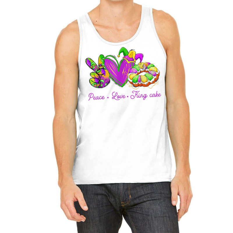 Peace Love King Cake Funny Mardi Gras Party Carnival Gifts T Shirt Tank Top | Artistshot