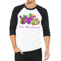 Peace Love King Cake Funny Mardi Gras Party Carnival Gifts T Shirt 3/4 Sleeve Shirt | Artistshot