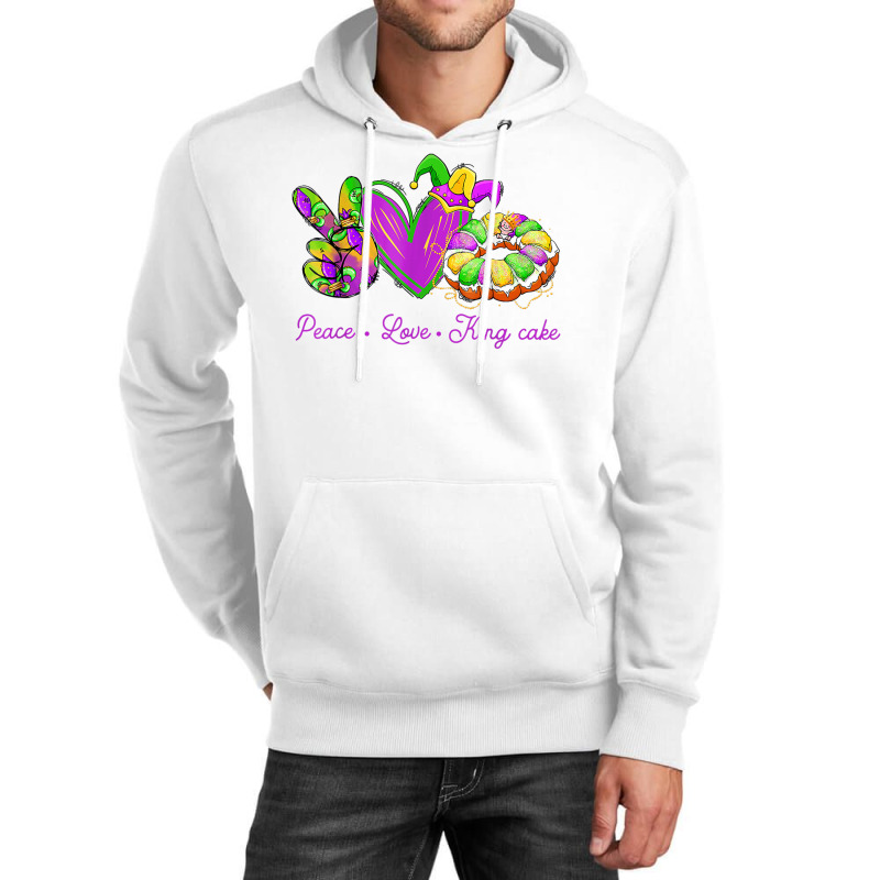 Peace Love King Cake Funny Mardi Gras Party Carnival Gifts T Shirt Unisex Hoodie | Artistshot