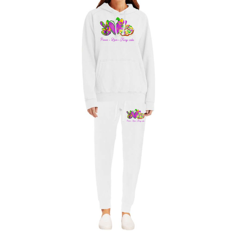 Peace Love King Cake Funny Mardi Gras Party Carnival Gifts T Shirt Hoodie & Jogger Set | Artistshot