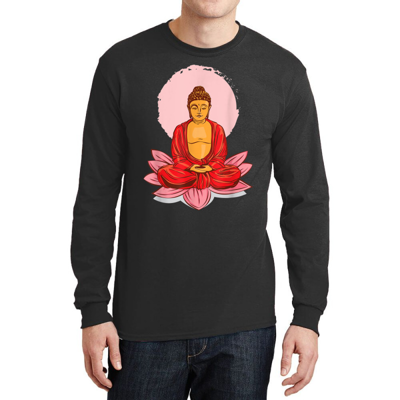 Buddhism Buddha On Lotus Meditation Buddhism Long Sleeve Shirts by criticizematter | Artistshot