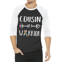 Cousin Of A Warrior Autism Awareness 3/4 Sleeve Shirt | Artistshot