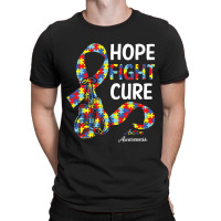 Hope Fight Cure Puzzle Pieces Ribbon Autism Awareness T-shirt | Artistshot