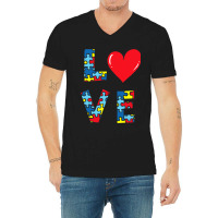 Love Autism Awareness V-neck Tee | Artistshot