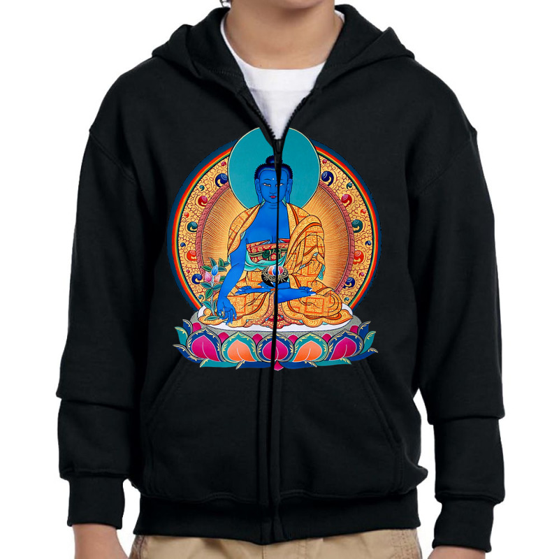 Buddhism Medicine Buddha Healing Mantra Tibetan Buddhist Yoga 455 Youth Zipper Hoodie by criticizematter | Artistshot