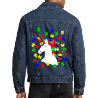 Unicorn Puzzle Autism Awareness Day Men Denim Jacket | Artistshot