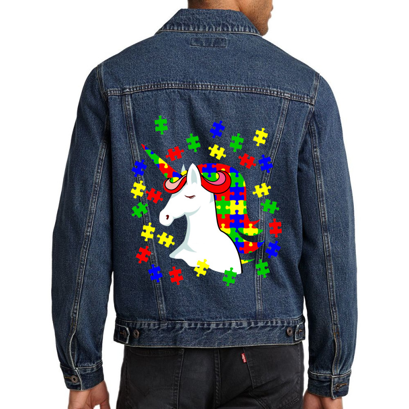 Unicorn Puzzle Autism Awareness Day Men Denim Jacket by mrlee | Artistshot