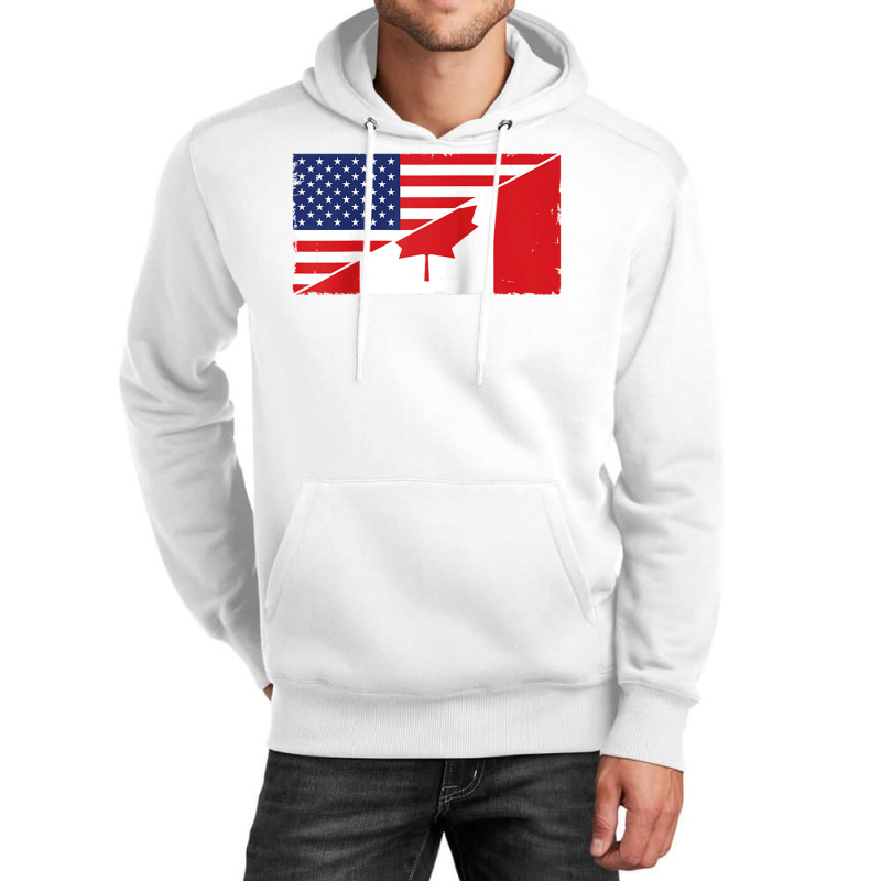 Canada Flag And Usa Flag Roots Canadian Ancestry American Raglan Baseb Unisex Hoodie by James William | Artistshot