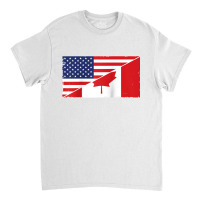 Canada Flag And Usa Flag Roots Canadian Ancestry American Raglan Baseb Classic T-shirt | Artistshot