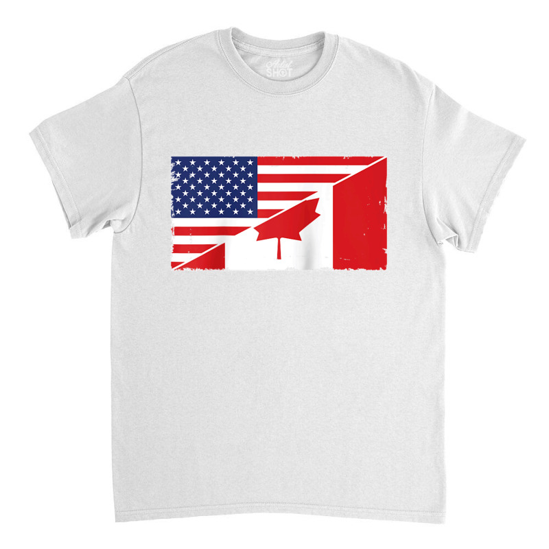 Canada Flag And Usa Flag Roots Canadian Ancestry American Raglan Baseb Classic T-shirt by James William | Artistshot