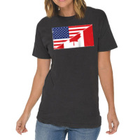 Canada Flag And Usa Flag Roots Canadian Ancestry American Raglan Baseb Vintage T-shirt | Artistshot