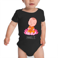 Buddhism Smile Baby Buddha On A Lotus Flower Yoga Baby Bodysuit | Artistshot