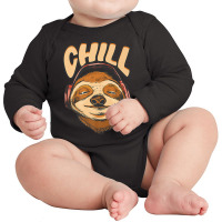 Sloth Chill Earphones Sloth Slow Animal Sloth Long Sleeve Baby Bodysuit | Artistshot