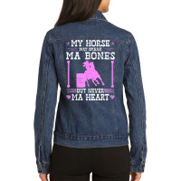 Barrel Racing Rodeo Horse Break Ma Bone Cowgirl Barrel Racer T Shirt Ladies Denim Jacket | Artistshot