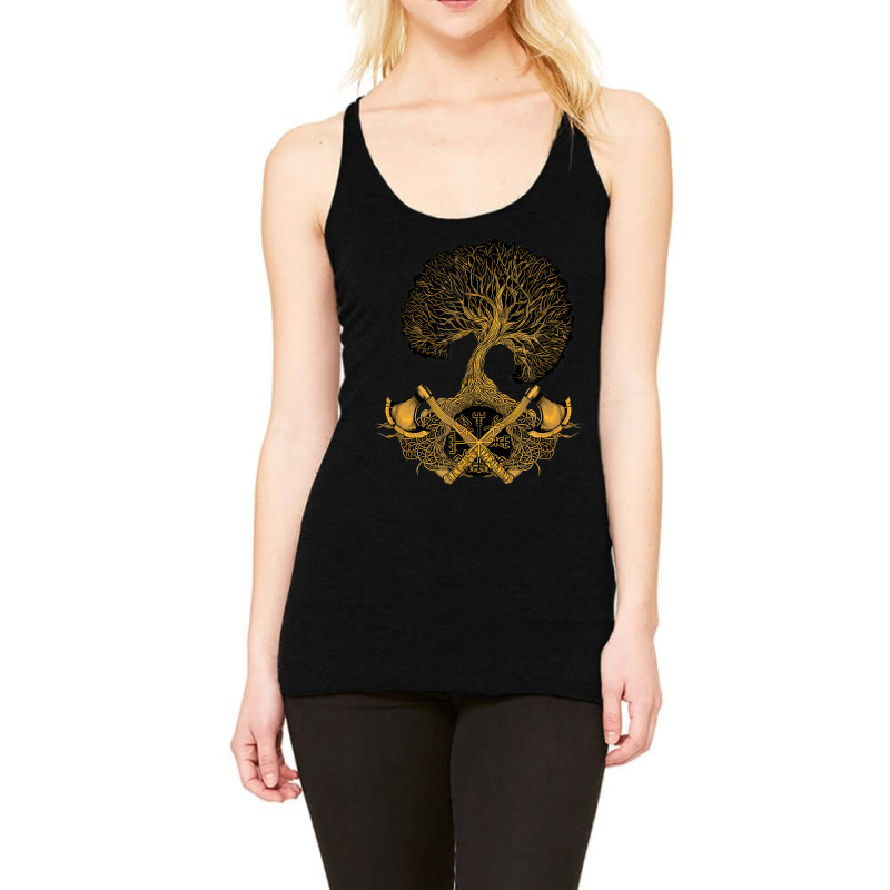 Viking Axes And Vegvisir Yggdrasil Racerback Tank by urethrapricey | Artistshot