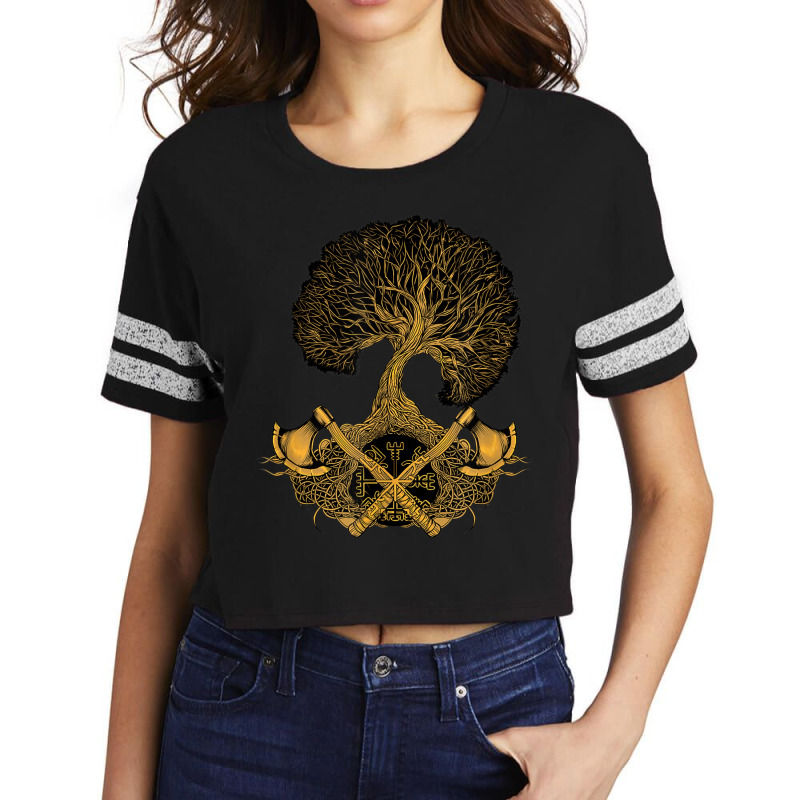 Viking Axes And Vegvisir Yggdrasil Scorecard Crop Tee by urethrapricey | Artistshot